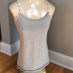 Lulu lemon navy and white striped tank top